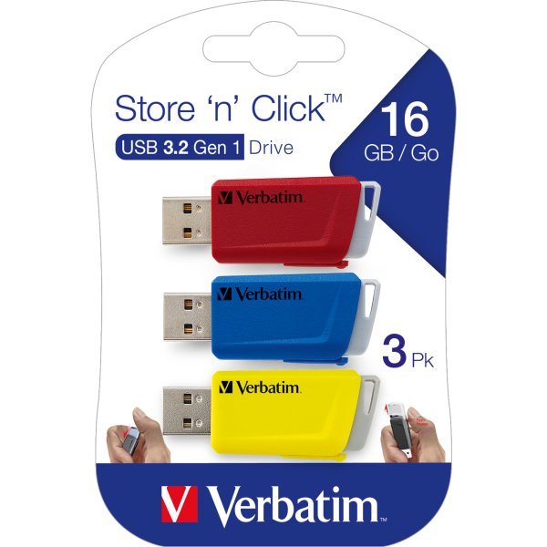Verbatim USB-Stick Store'n'Click 16GB 3St