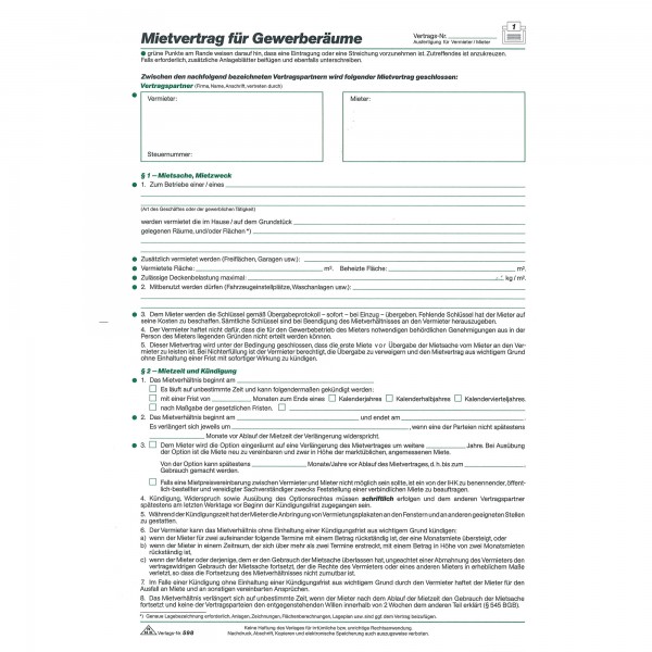 RNK Mietvertrag 598 Gewerberaum DIN A4 5Blatt