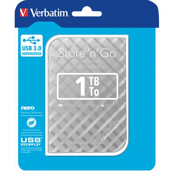 Verbatim Festplatte Store n Go 53197 USB 3.0 1TB silber