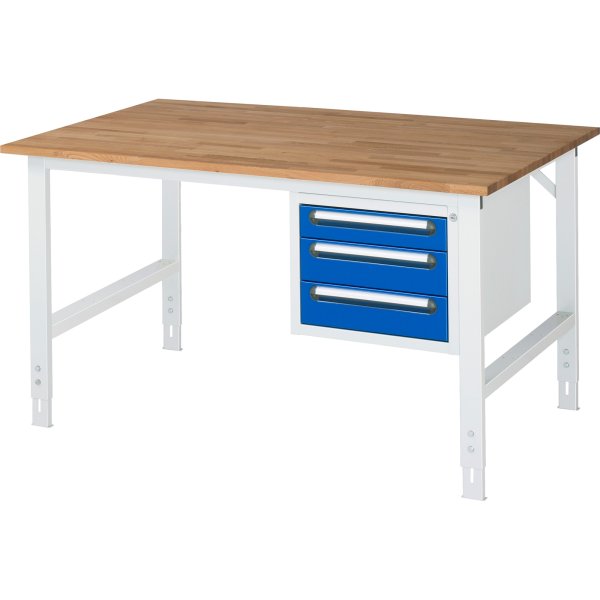 RAU Arbeitstisch 3Schübe 1500x1000x760-1080 lgr/ebl