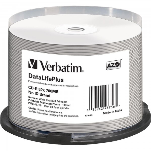 Verbatim CD-R 43756 52x 700MB Thermo Printable 50 St./Pack