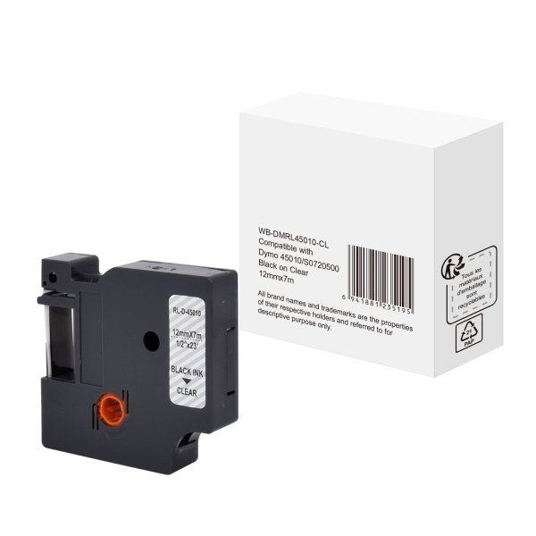 Schriftband wie Dymo S0720500 12mmx7m sw auf tr