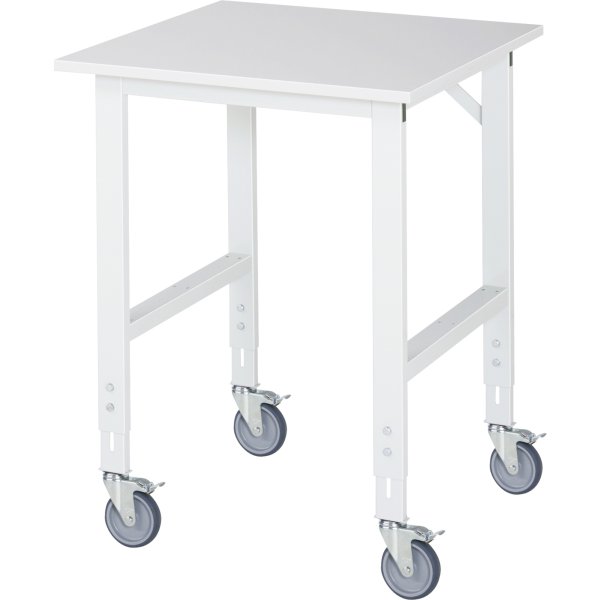 RAU Arbeitstisch 750x800x910- 1230 fahrbar M-Platte 22mm