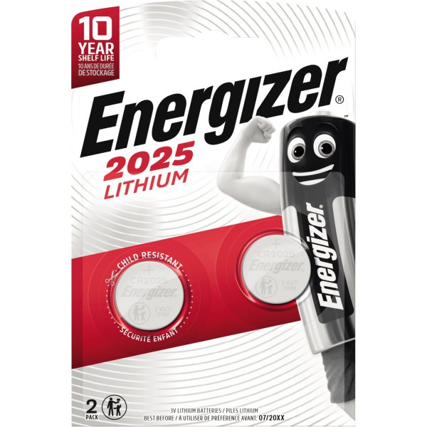 Energizer Knopfzelle CR 2025 E301021502 Lithium 2 St./Pack.