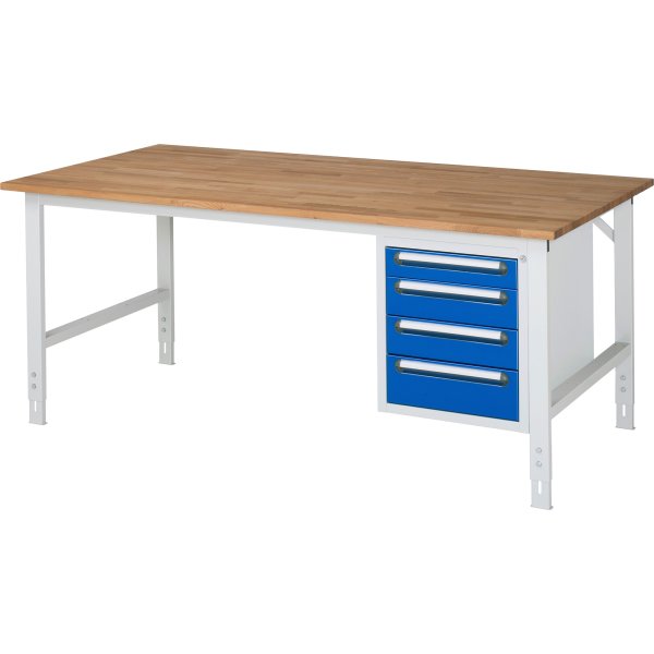 RAU Arbeitstisch 4xSchub B-Platte 2000x760-1080x1000mm