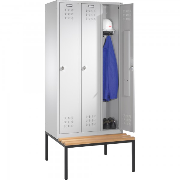 C+P Umkleidespind 1285030S10004 Sitzbank 3Abteile lgr/lgr