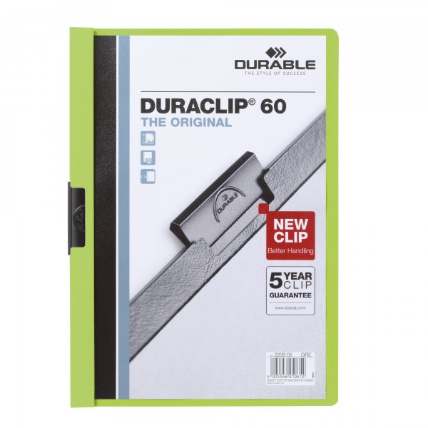 DURABLE Klemmmappe DURACLIP 60 220905 DIN A4 Hartfolie grün