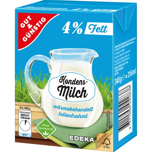 Gut & günstig Kondensmilch 4Prozent 340g