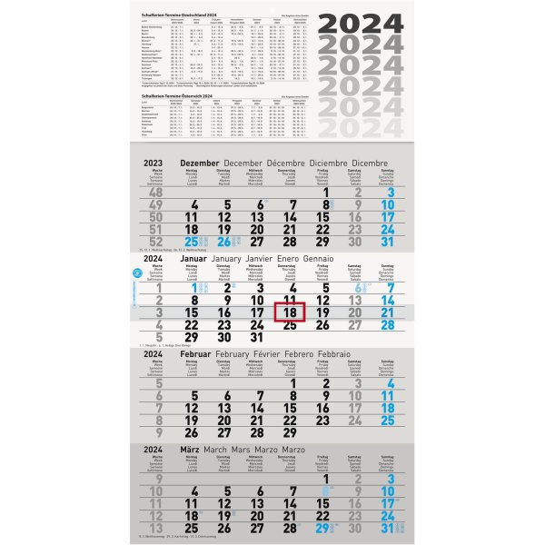 Glocken Wandkalender 5070242004 30x59cm 4M/1S