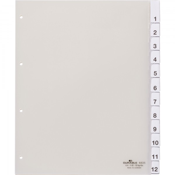 DURABLE Register 683519 230/245x297mm 12teilig Hartfolie tr