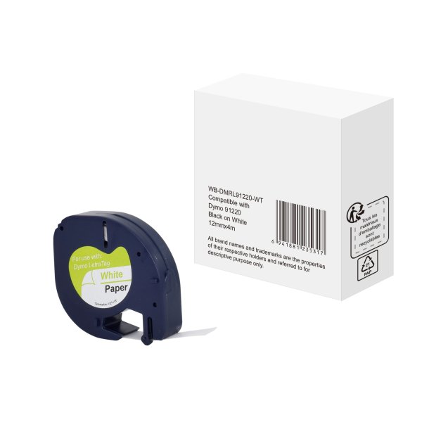 Schriftband wie Dymo S0721520 12mmx4m sw auf ws