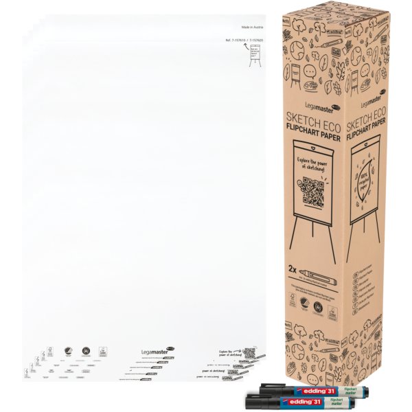 Legamaster Papierblock SKETCH ECO blanco 2x50Bl