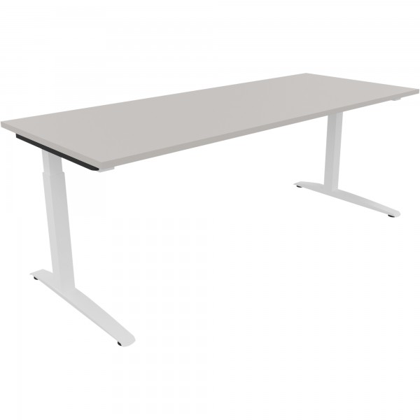 Schreibtisch Kufe Einzels. Quadrat B2000xT800xH650-850 ws/Lichtgrau