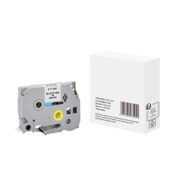Schriftband wie Brother TZe241 18mmx8m sw auf ws