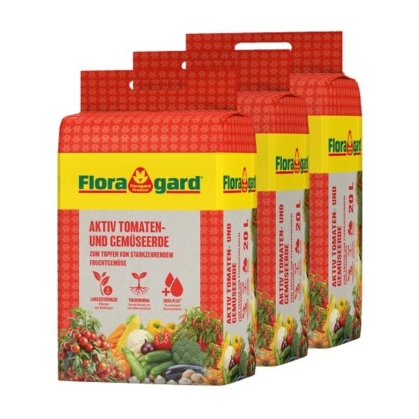 Floragard Gartenerde Aktiv Tomaten & Gemüse 3x20l
