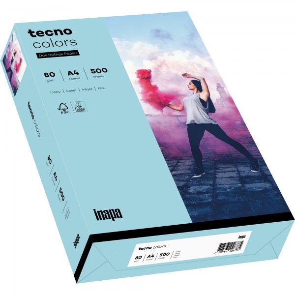 inapa tecno Kopierpapier Colors 2100011408 A4 80g mi.blau 500Bl.