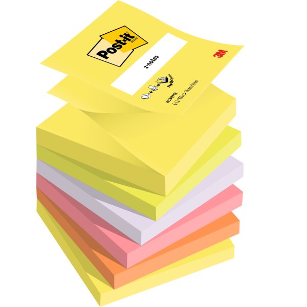 Post-it Haftnotiz Z-Notes 76x76mm 100Bl neon sort 6St