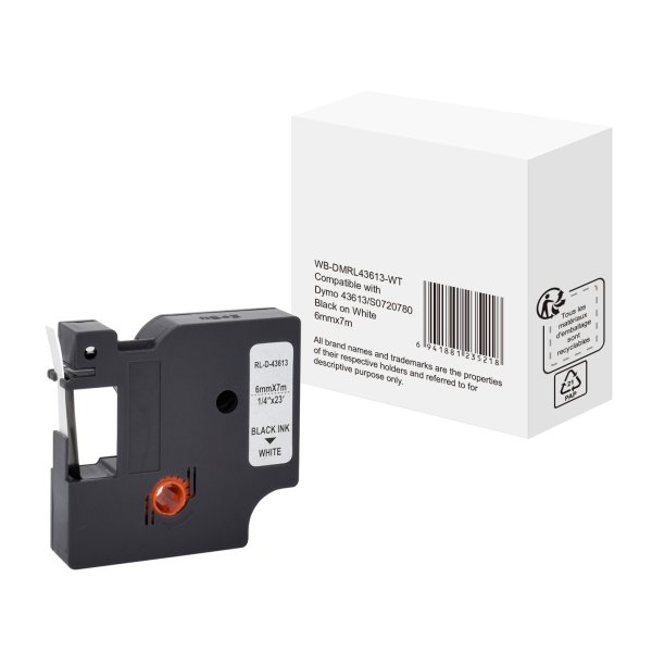 Schriftband wie Dymo S0720780 6mmx7m sw auf ws