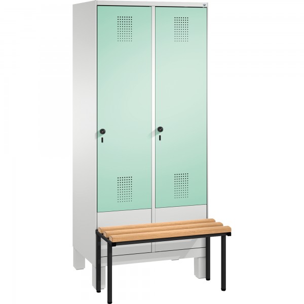 C+P Umkleidespind 4903022S10019 Sitzbank 2Abteile B800mm lgr/lgn