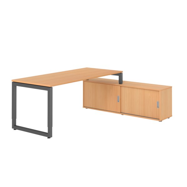 Hammerbacher Schreibtischkombi 180x80cm bu/gp/bu/bu