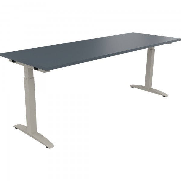 Schreibtisch Kufe Einzels. Quadrat B2000xT700xH650-850 si/Lavagrau