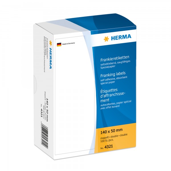 HERMA Frankieretikett 4321 140x50mm doppelt weiß 500 St./Pack.