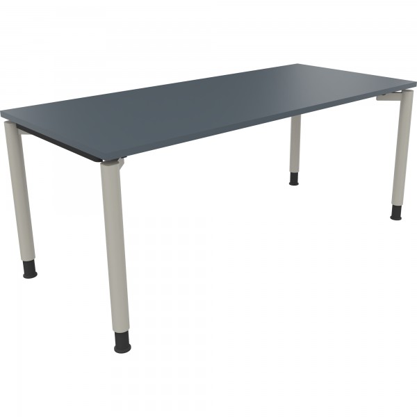 Schreibtisch Vierfuß Rundrohr B1800xT800xH680-820 si/Lavagrau