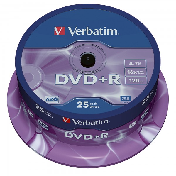 Verbatim DVD+R 43500 16x 4,7GB 120Min. Spindel 25 St./Pack.