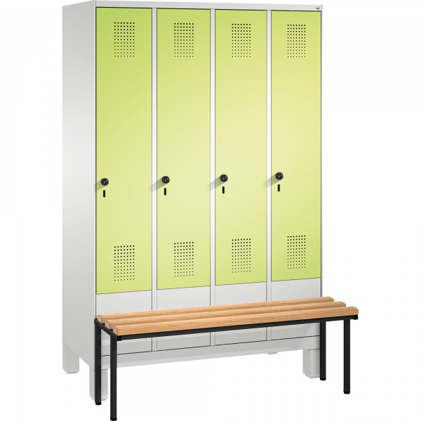 C+P Umkleidespind 4903040S10019 Sitzbank 4Abteile B1200mm lgr/cgn