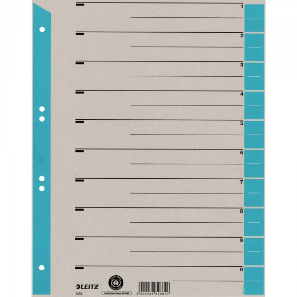 Leitz Trennblatt 16523030 DIN A4 Karton Tab h.bl 25 St./Pack.