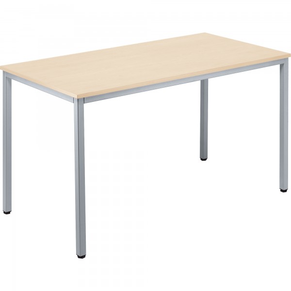Konferenztisch 1.200x600mm Gestell alusilber Platte ahorn