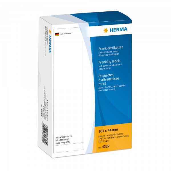 HERMA Frankieretikett 4322 163x44mm einzeln weiß 500 St./Pack.