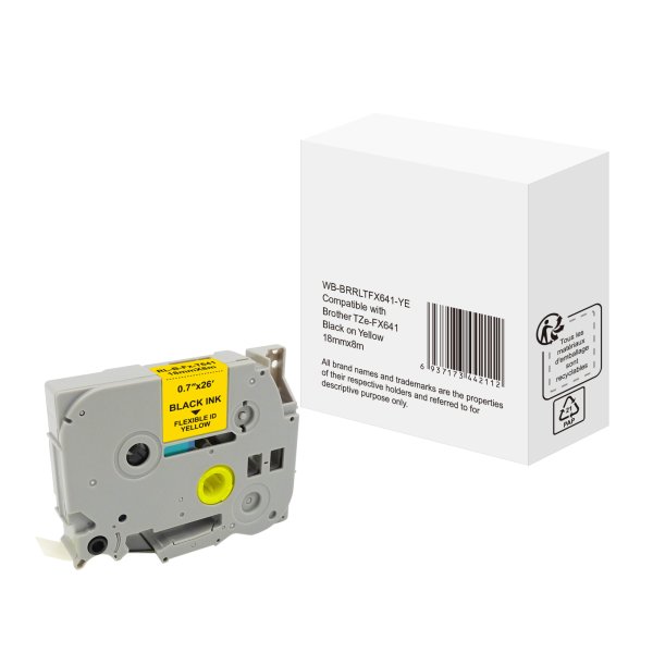 Schriftband wie Brother TZeFx641 18mmx8m sw auf ge