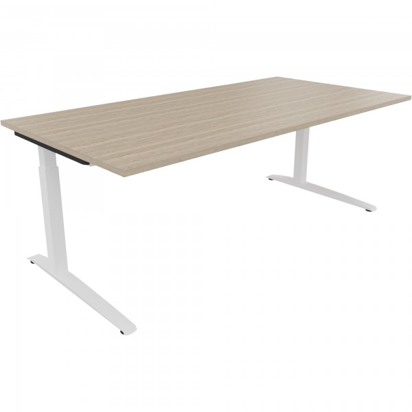 Schreibtisch Kufe Einzels. Quadrat B2000xT1000xH650-850 ws/Eiche Natur
