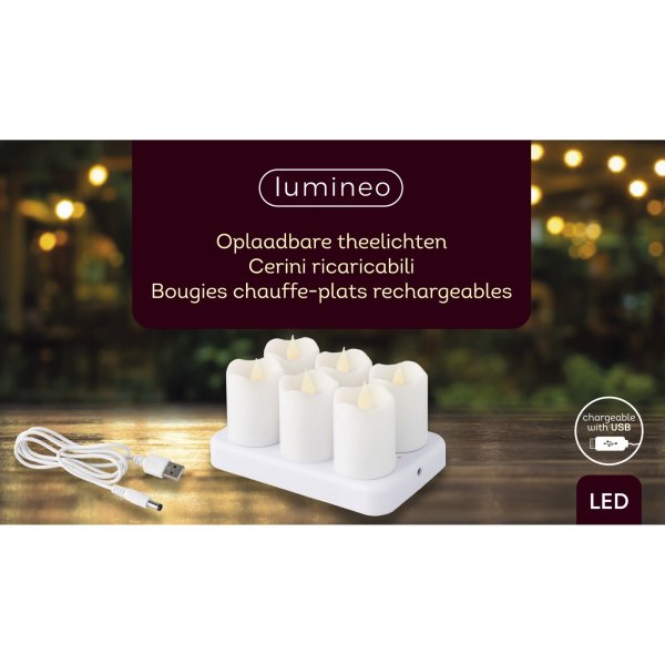 Lumineo Kerze LED Plastik indoor 6St ws