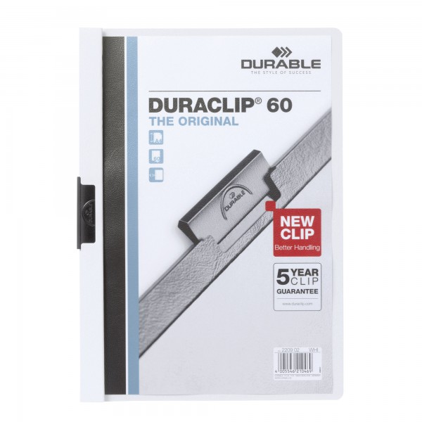 DURABLE Klemmmappe DURACLIP 60 220902 DIN A4 Hartfolie weiß