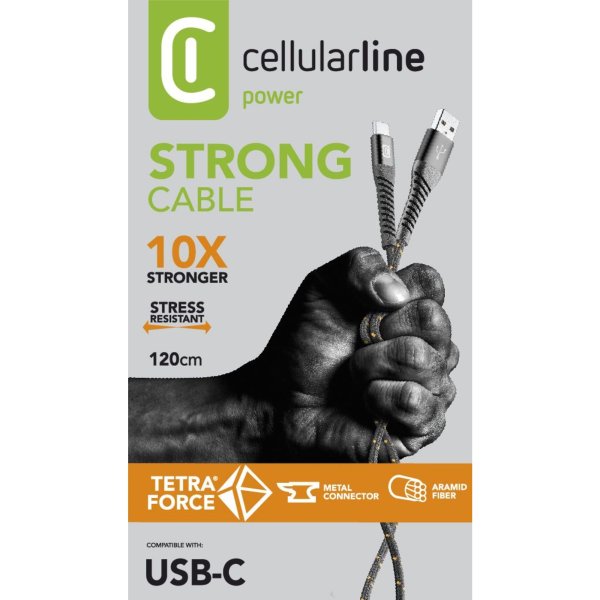 cellularline Kabel USB-A/USB- C 1,2m sw