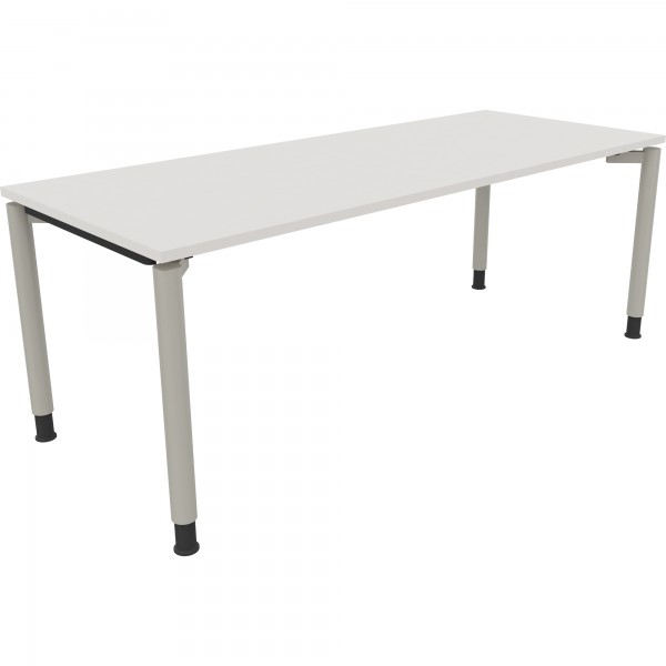 Schreibtisch Vierfuß Rundrohr B2000xT800xH680-820 si/Weiß