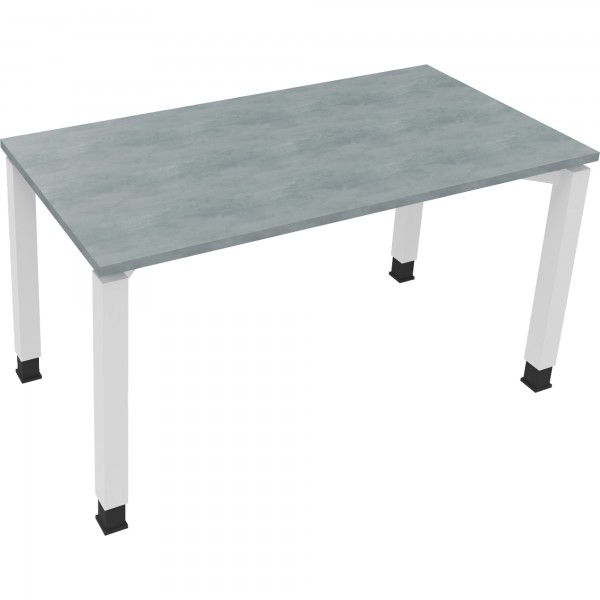 Schreibtisch Vierfuß Quadratrohr B1400xT700xH680-820 ws/Beton hell