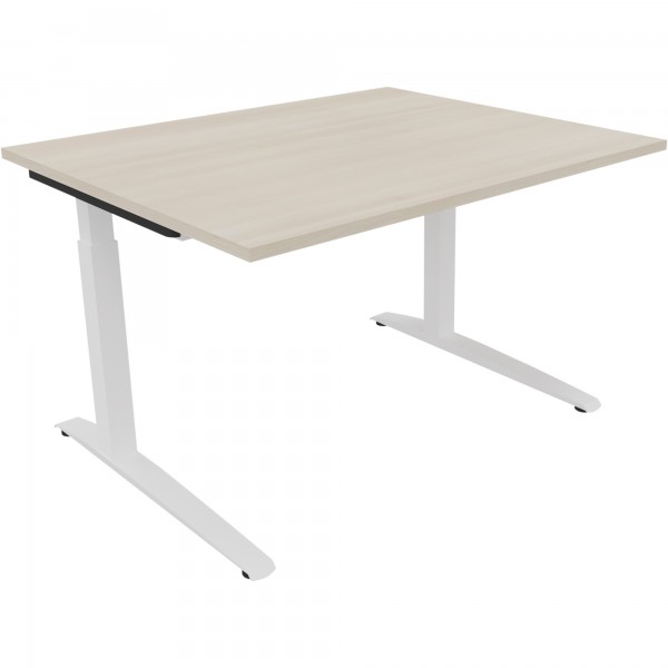 Schreibtisch Kufe Einzels. Quadrat B1200xT1000xH650-850 ws/Akazie hell