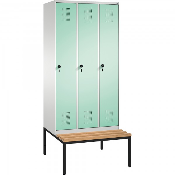 C+P Umkleidespind 4905030S10144 Sitzbank 3Abteile B900mm lgr/lgn