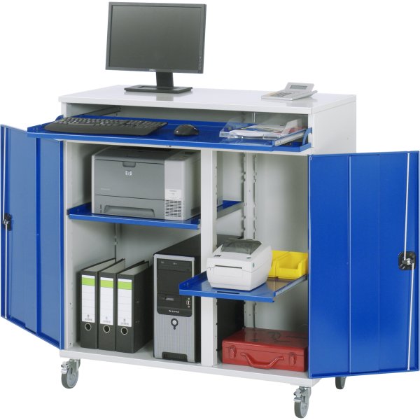 RAU Computerschrank 1100x520x1185mm mobil lgr/ebl
