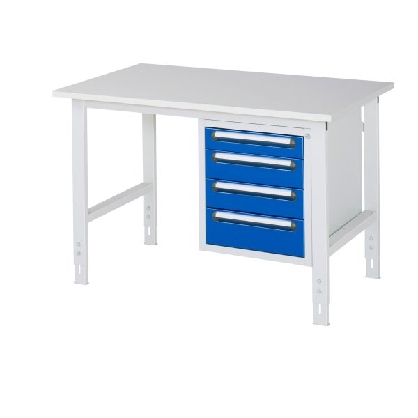 RAU Arbeitstisch 4Schübe 1250x800x760-1080 lgr/ebl