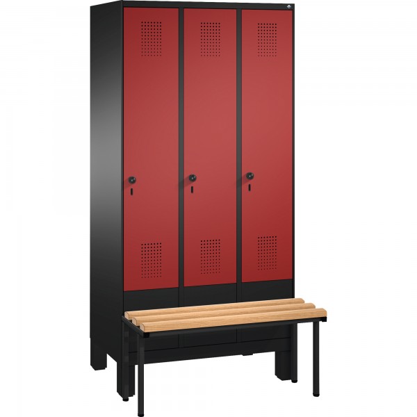 C+P Umkleidespind 4903030S10023 Sitzbank 3Abteile B900mm sgr/rrt