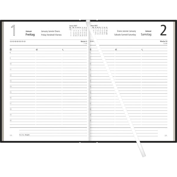 ZETTLER Buchkalender 2027 1T/1S sort
