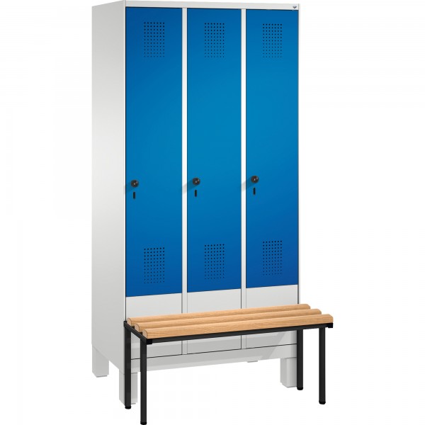 C+P Umkleidespind 4903030S10020 Sitzbank 3Abteile B900mm lgr/ebl