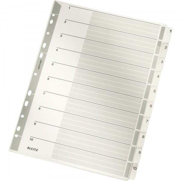 Leitz Register 43240000 DIN A4 1-10 volle Höhe 160g Karton grau