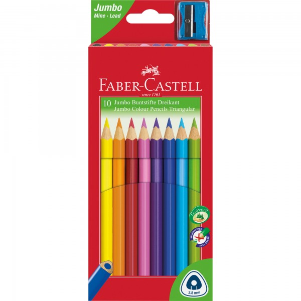 Faber-Castell Farbstift triangular Jumbo farbig sortiert 10 St./Pack.