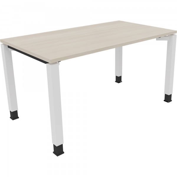 Schreibtisch Vierfuß Quadratrohr B1400xT800xH680-820 ws/Akazie hell