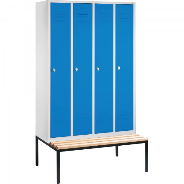 C+P Umkleidespind 805040S10001 m. Sitzbank 4Abteile lgr/lbl